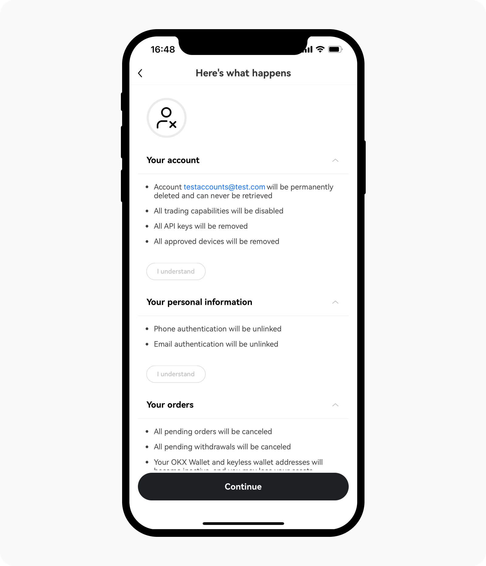 How do I close my account? (app) | OKX