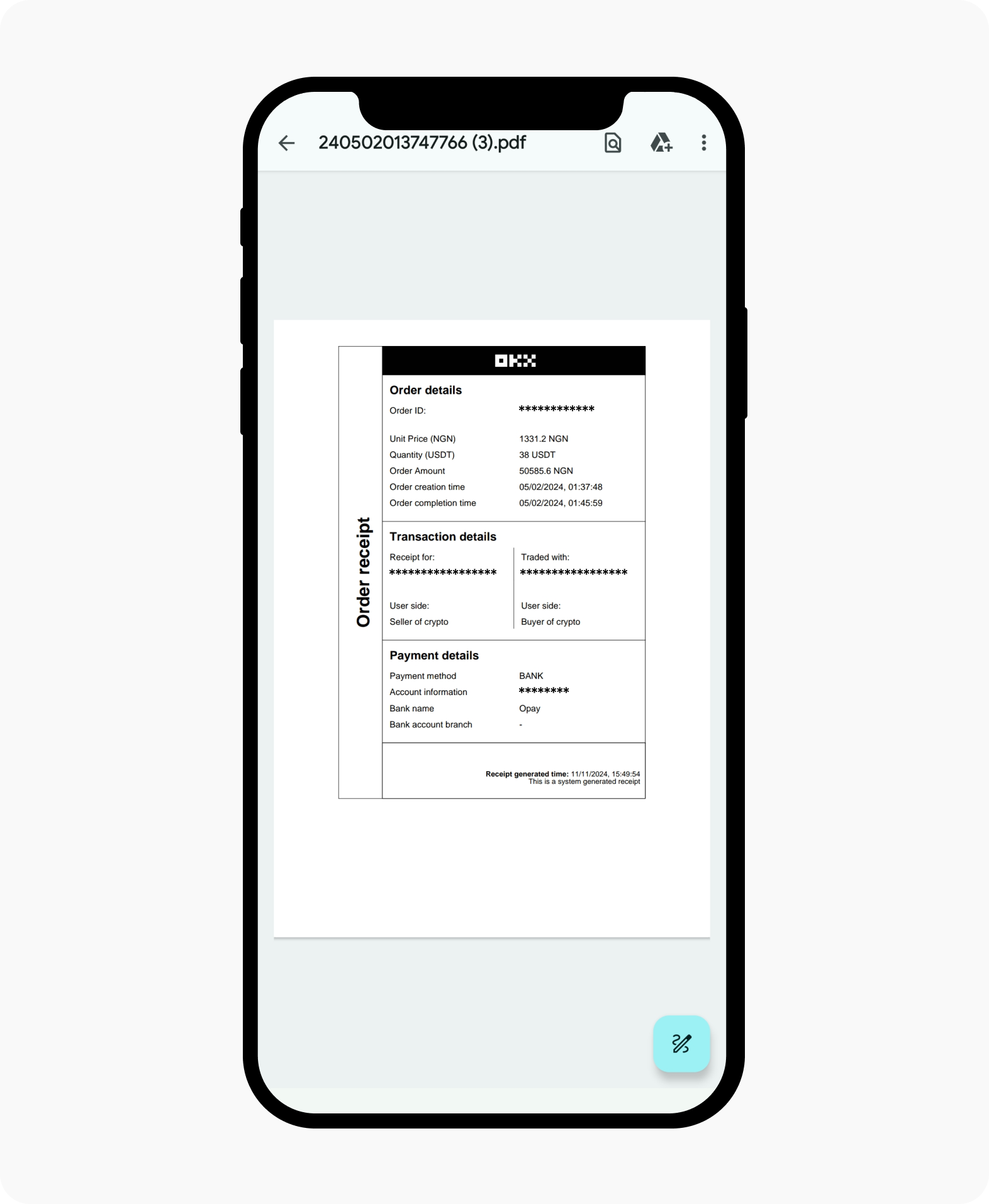 How do I download a P2P order receipt? | OKX United States