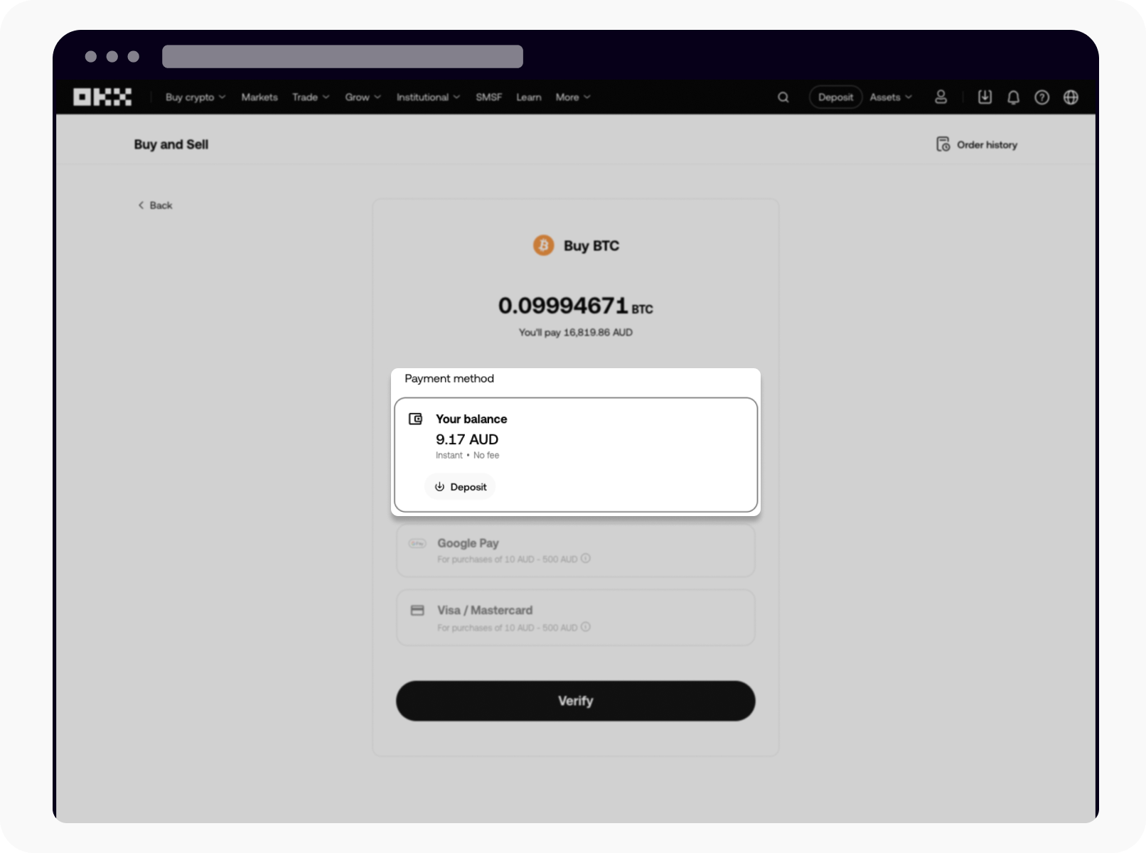 How do I buy and sell crypto with AUD balance? | OKX
