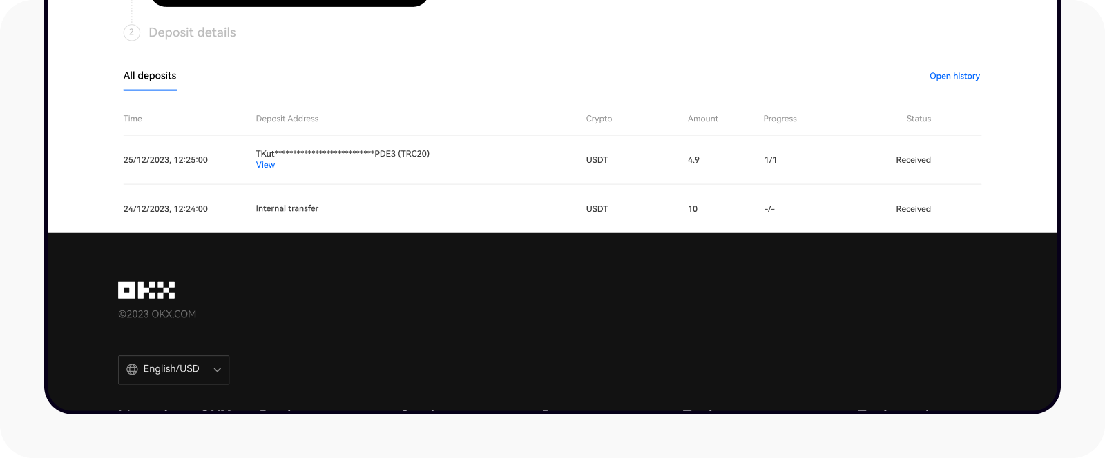 How do I check my deposit progress? | OKX Europe