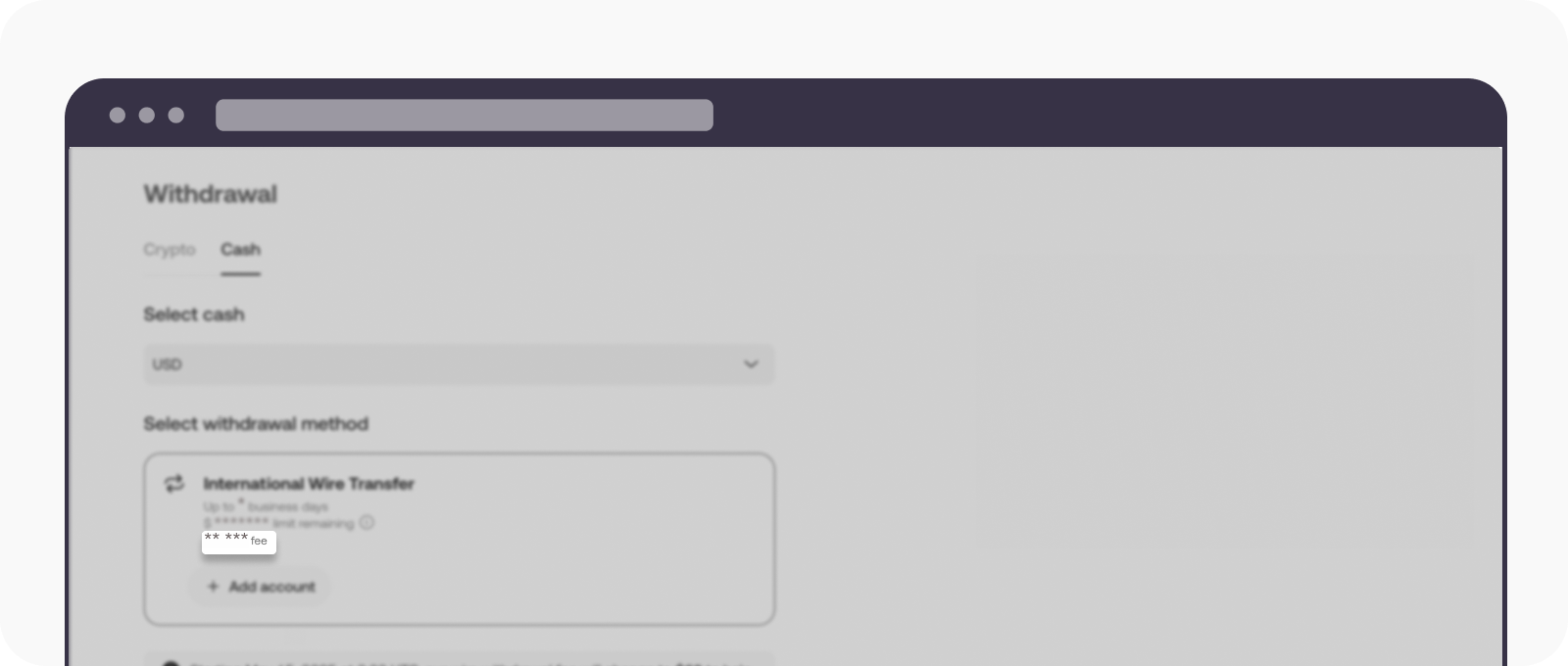 Where do I find limits, fees and processing time details for cash withdrawal?  | OKX United States