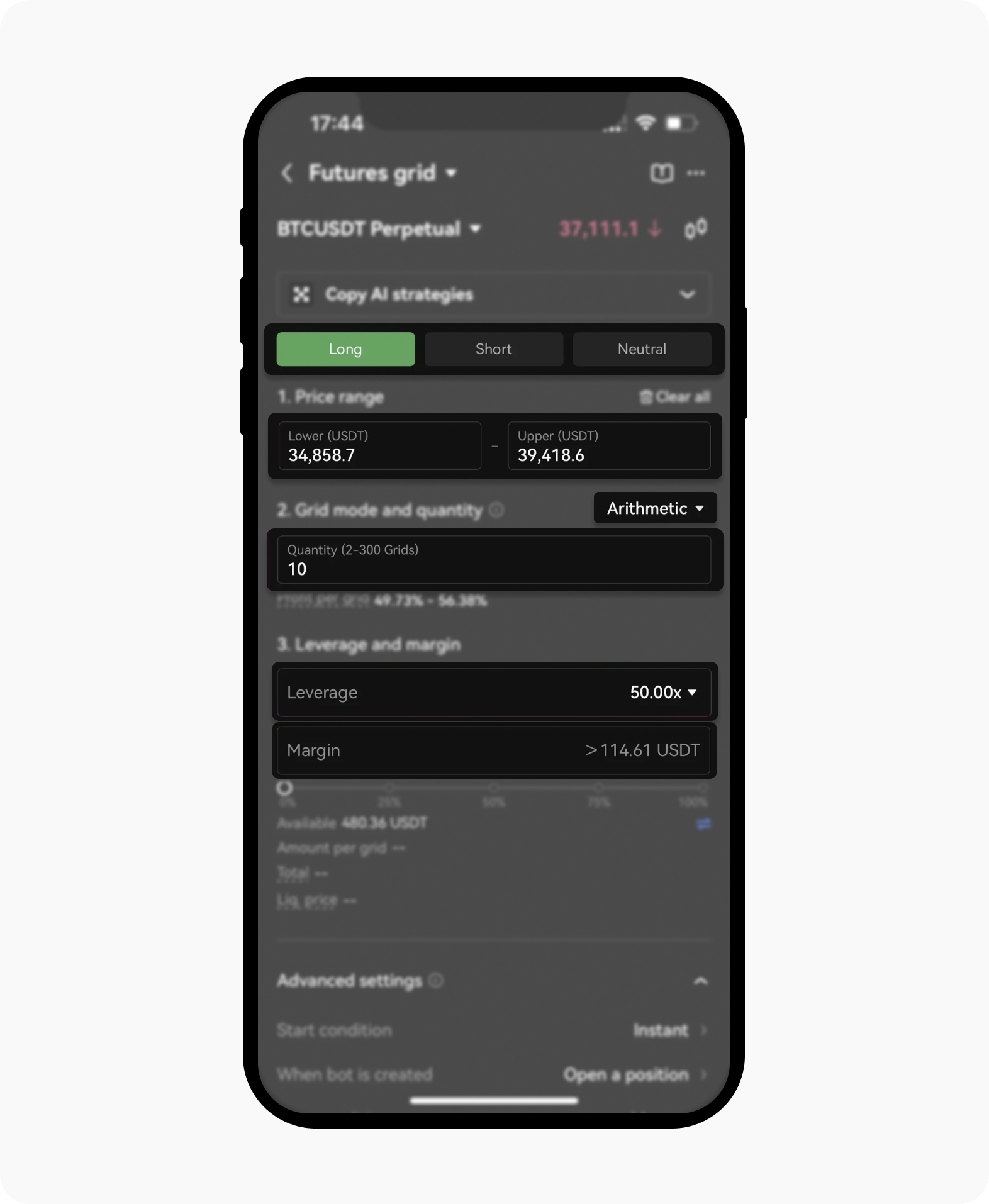 Hoe stel ik handmatig futures grid-handelsbots in? | OKX Nederland