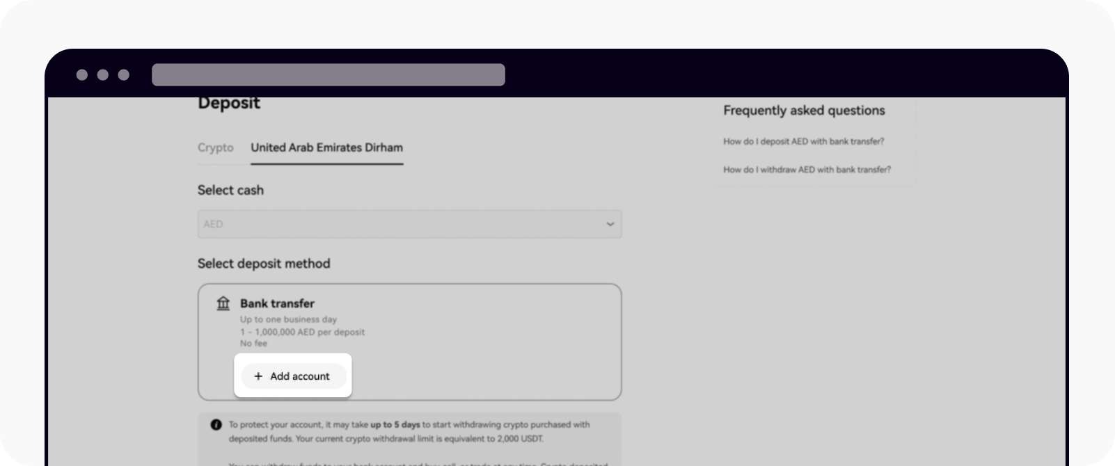 Comment effectuer un dépôt en AED par virement bancaire ? | OKX UAE