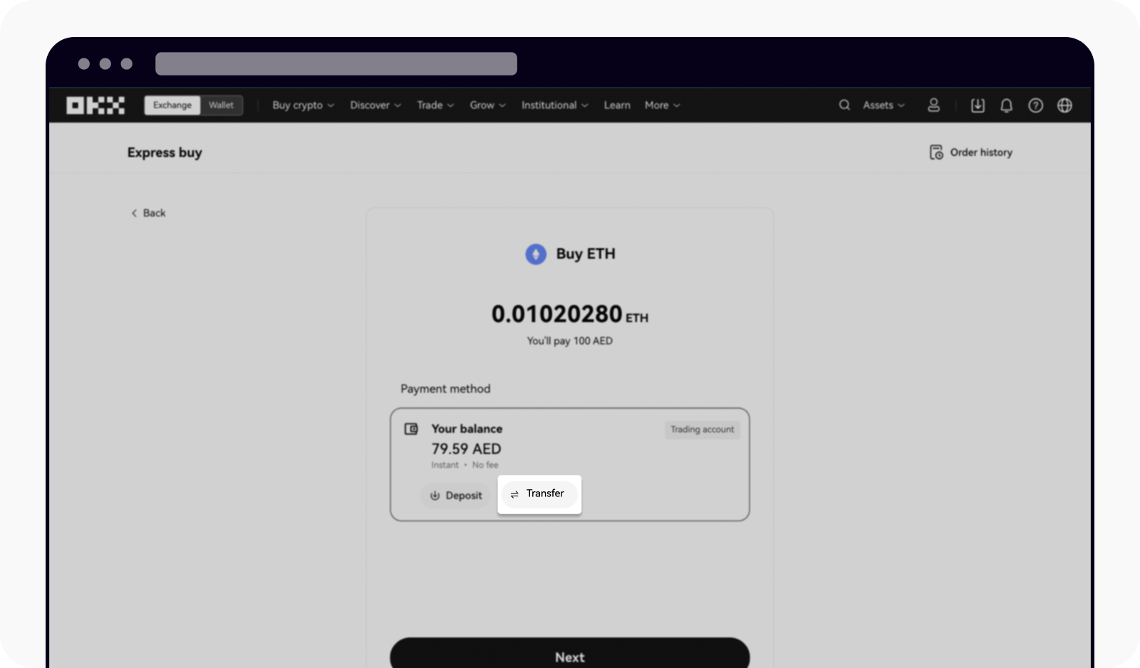 How do I buy and sell crypto with AED balance? | OKX