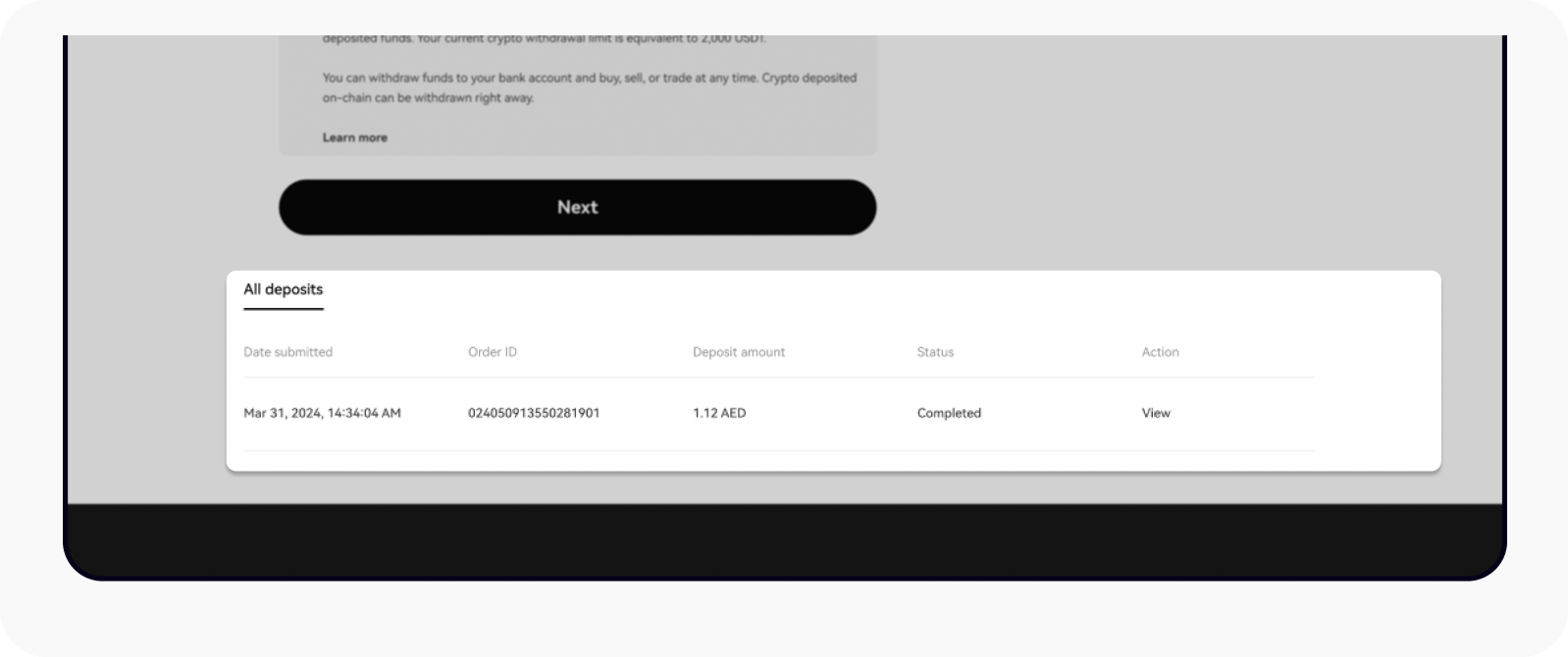 How do I deposit AED with bank transfer? | OKX