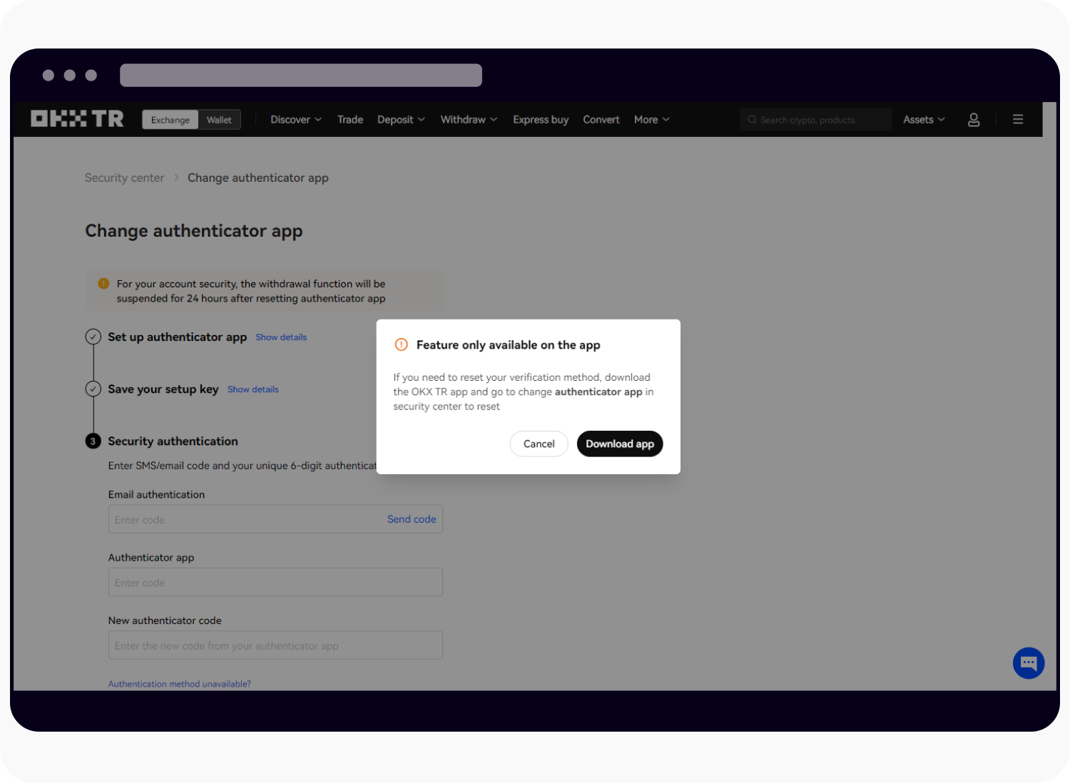 How do I reset Two-factor authentication (2FA)? | OKX TR