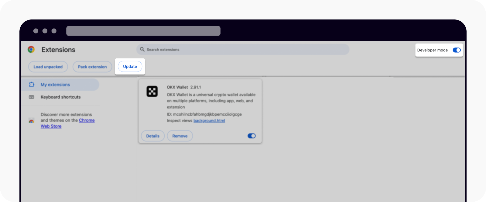How do I manually update my OKX Web3 extension wallet? | OKX