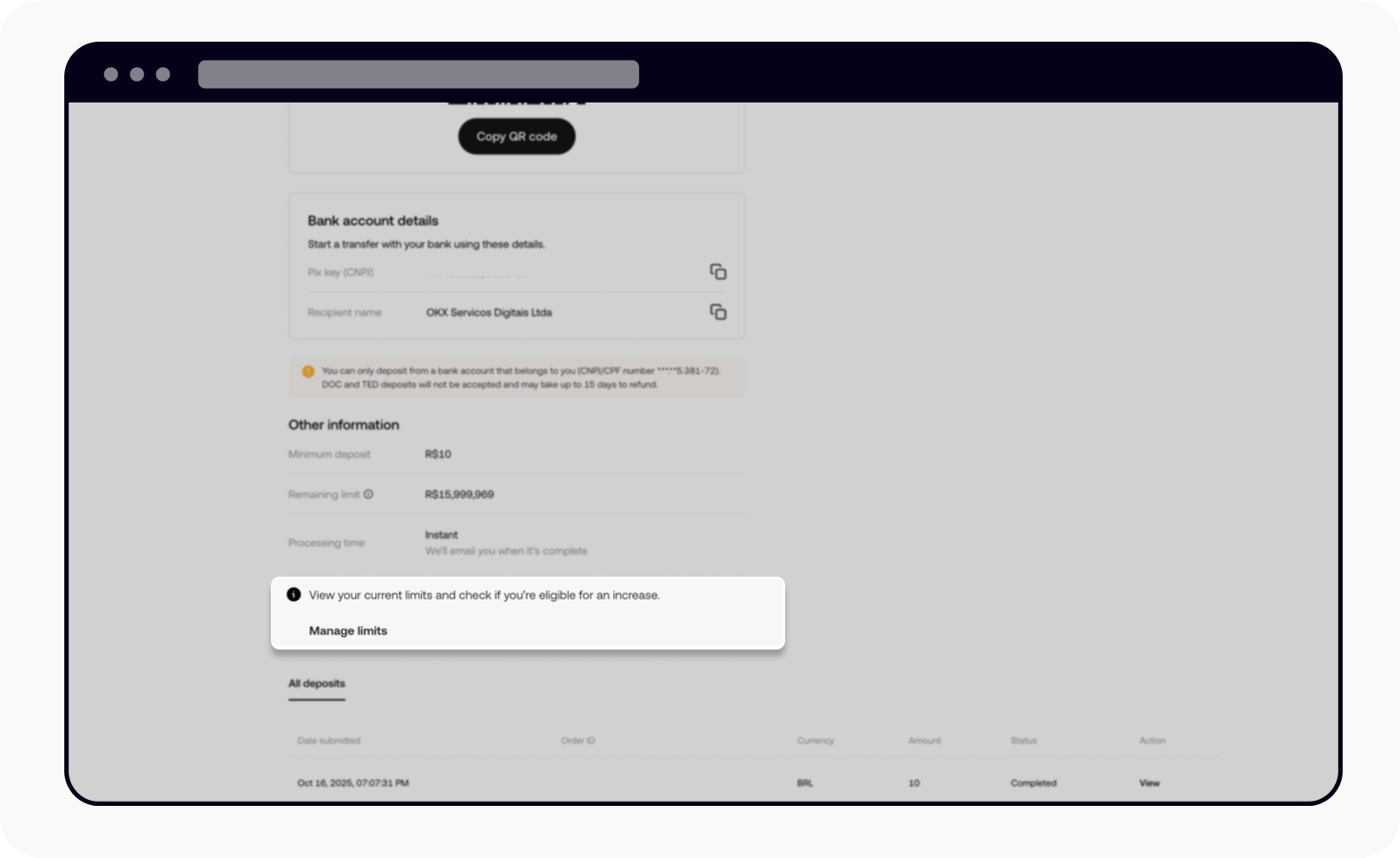 How do I request an increase in BRL deposit and withdrawal limits? | OKX  United States