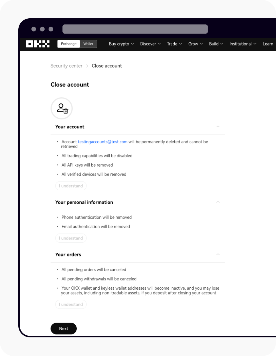 How do I close my account? (web) | OKX