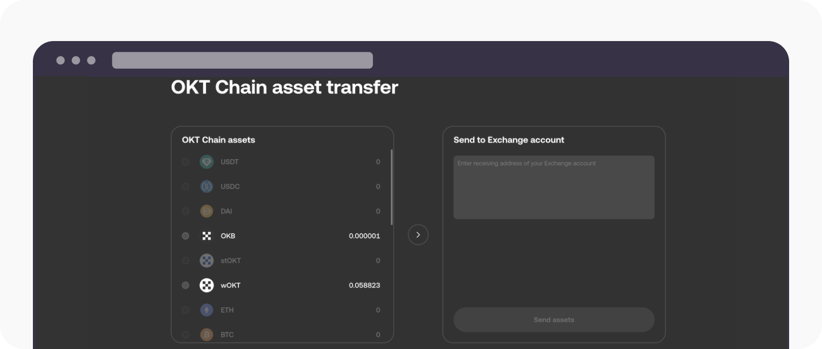How do I deposit OKT Chain assets from Web3 Wallet to Exchange? | OKX UAE