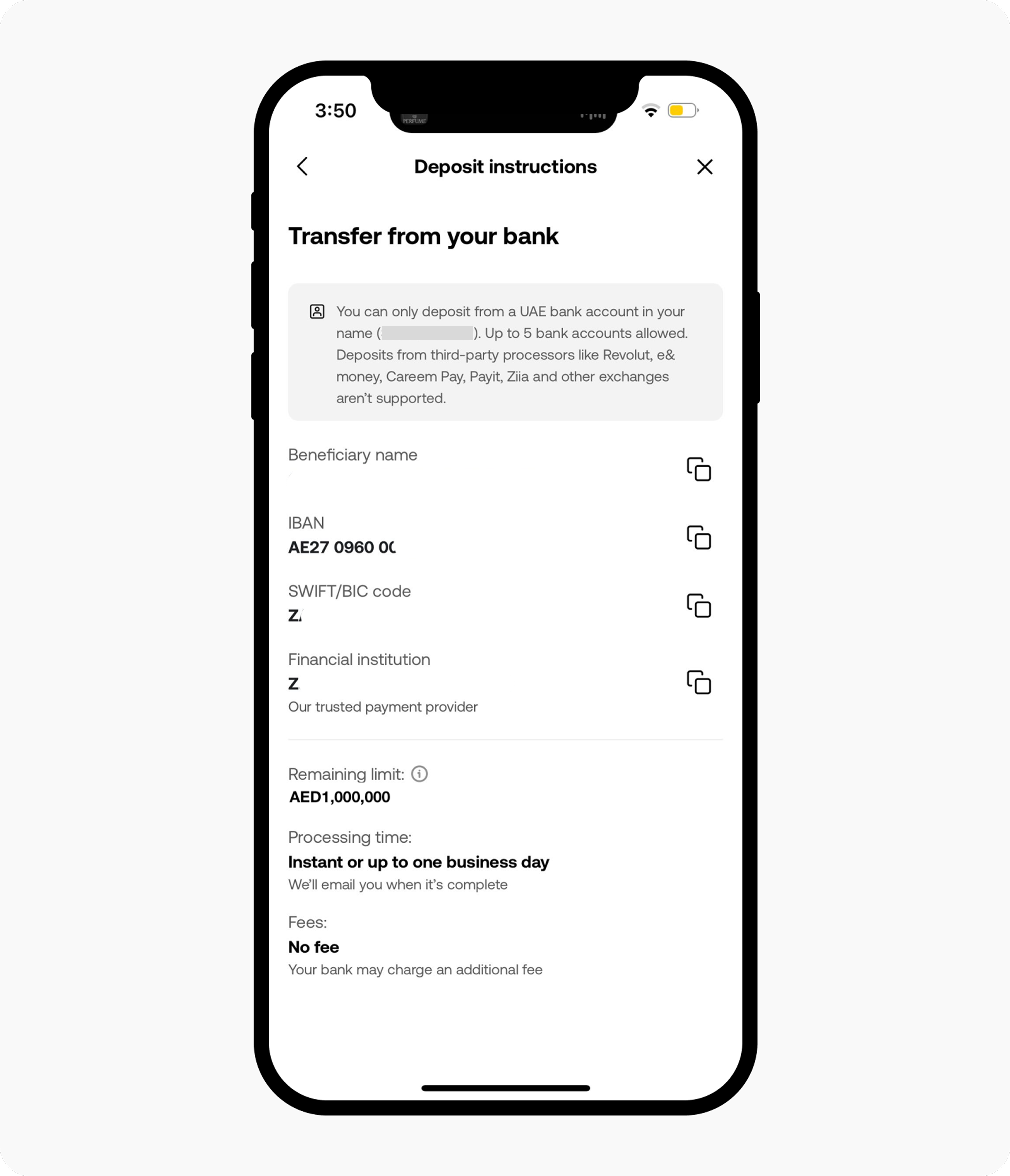 How do I deposit AED with bank transfer? | OKX Europe