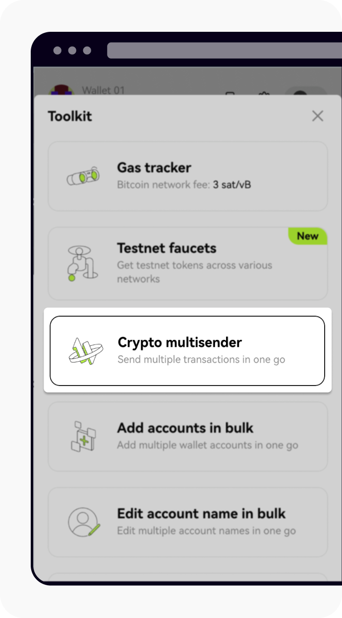 How do I create accounts in bulk and send crypto to multiple accounts  simultaneously? | OKX Wallet