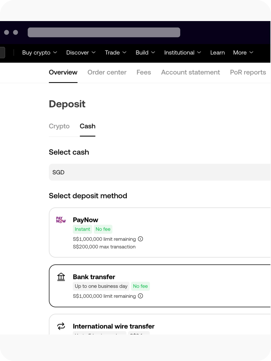 How do I deposit SGD with FAST, MEPS and International wire transfer? | OKX  Europe