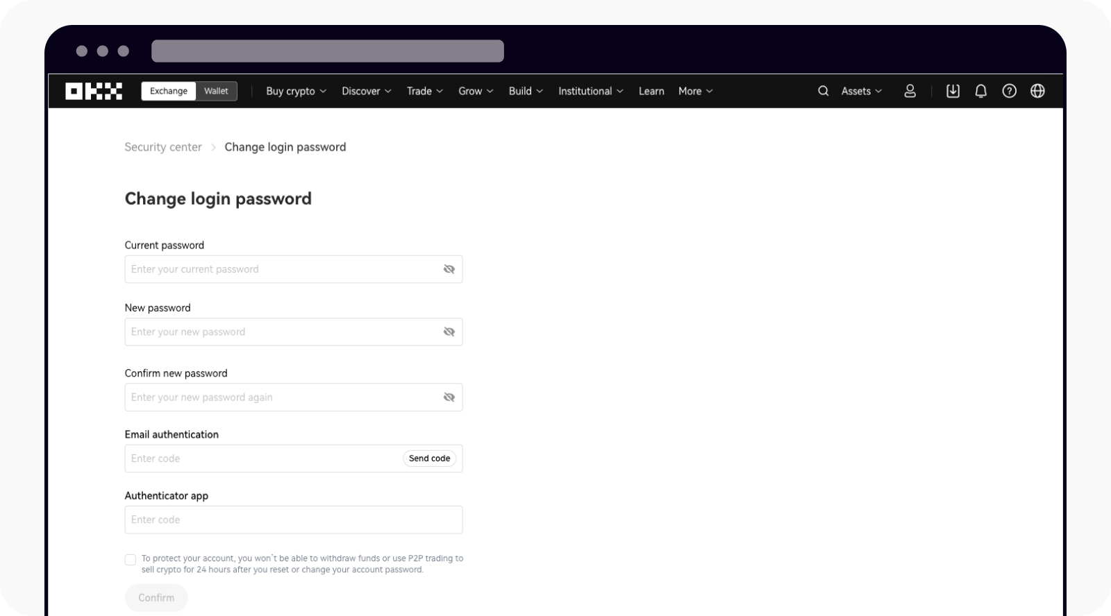 How do I change my login password? | OKX United States
