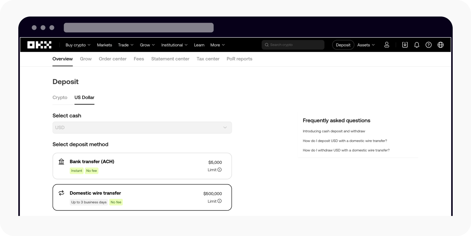 How do I deposit USD with U.S. Domestic wire transfer? | OKX
