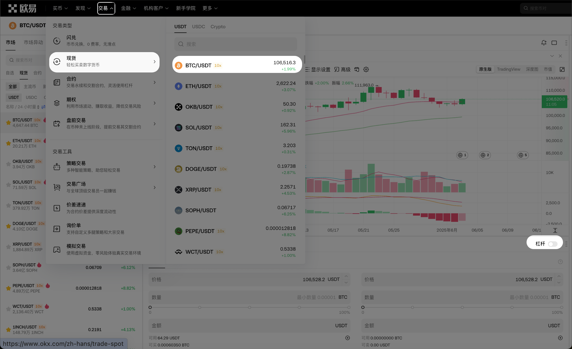 现货杠杆交易（Web端） | 欧易