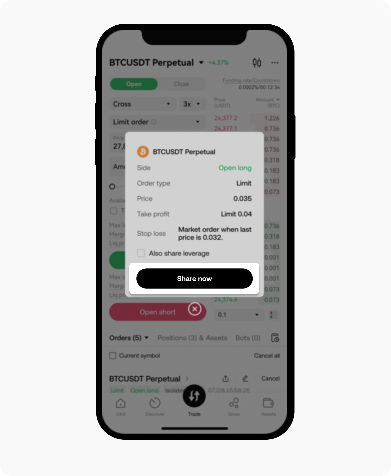 How do I turn on the order sharing feature? | OKX Singapore