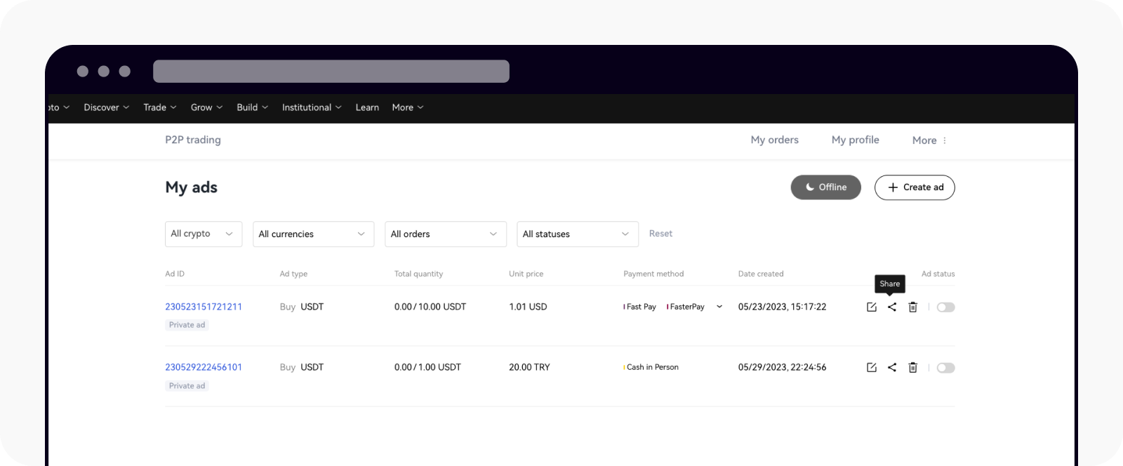 How do I post ads in the OKX P2P marketplace? | OKX Europe