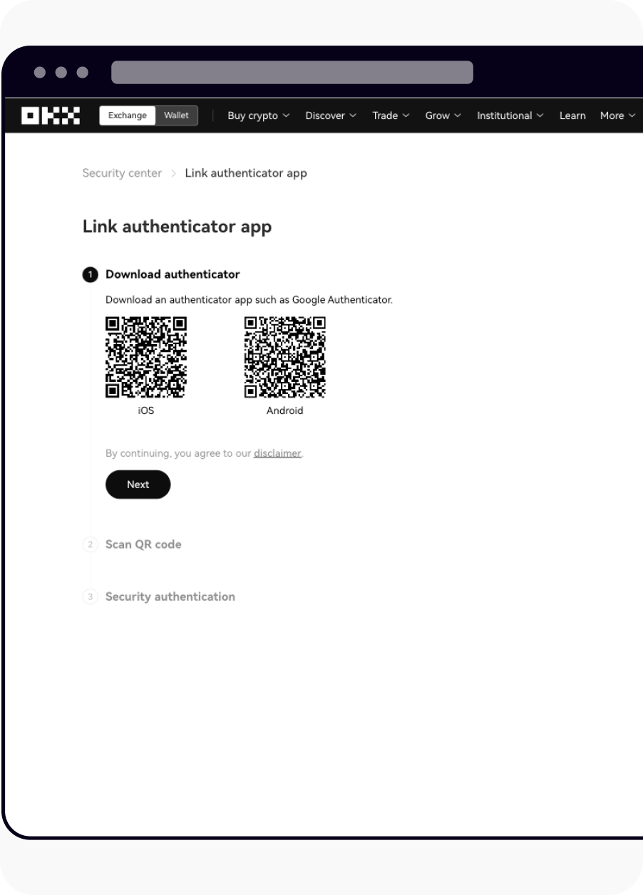 How do I link an authenticator app? | OKX