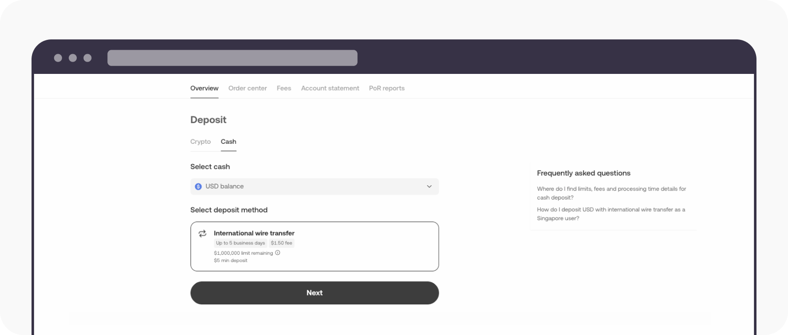 How do I deposit USD with International Wire transfer as a Singapore user?  | OKX Singapore