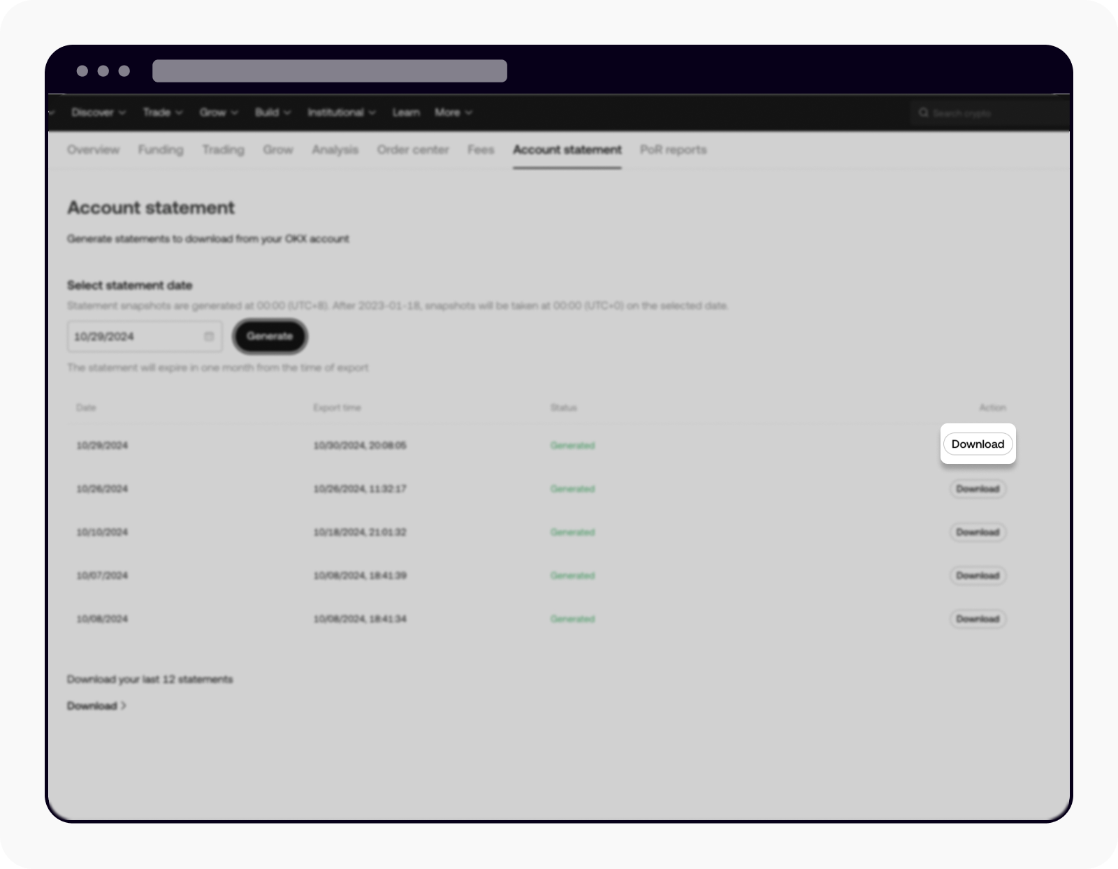 How do I download my account statements? | OKX Brazil