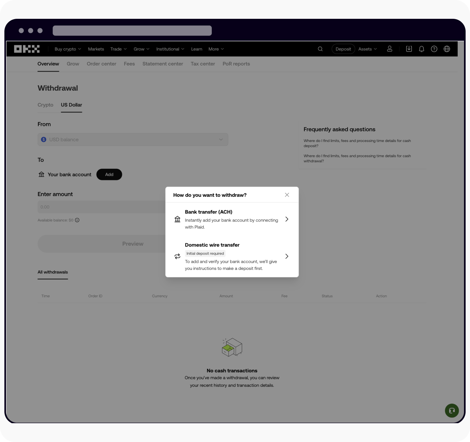 How do I withdraw USD with U.S. Domestic wire transfer? | OKX United States