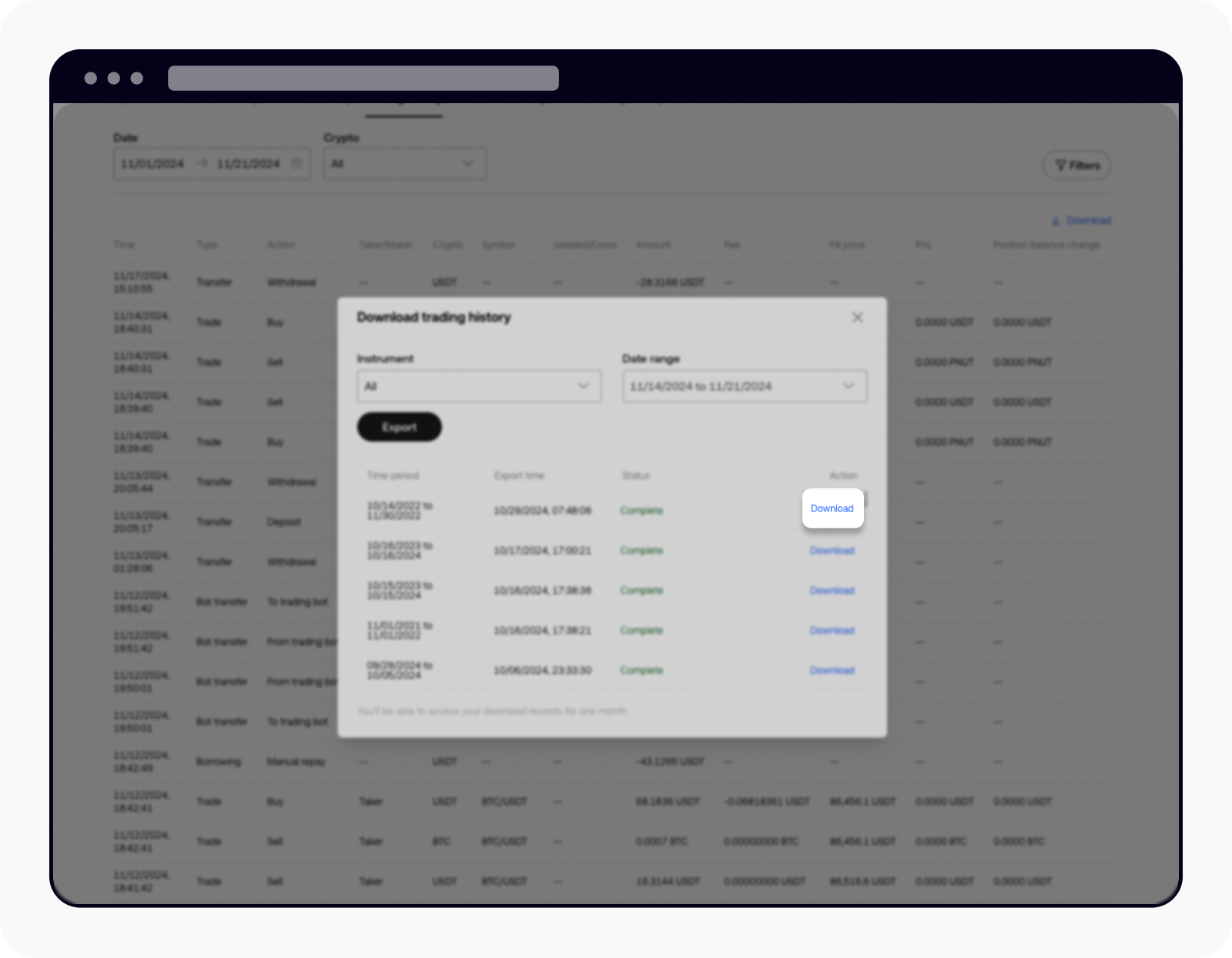 Як завантажити виписки з акаунта? | OKX