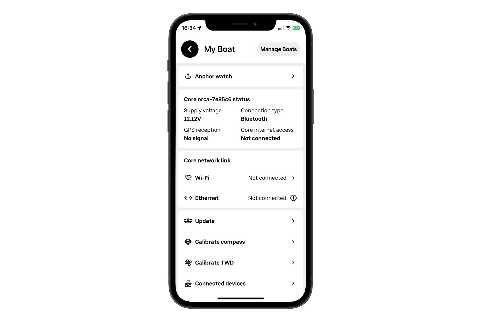 The new status summary makes it easy to check supply voltage, GPS reception, and if your Core is connected to the internet.