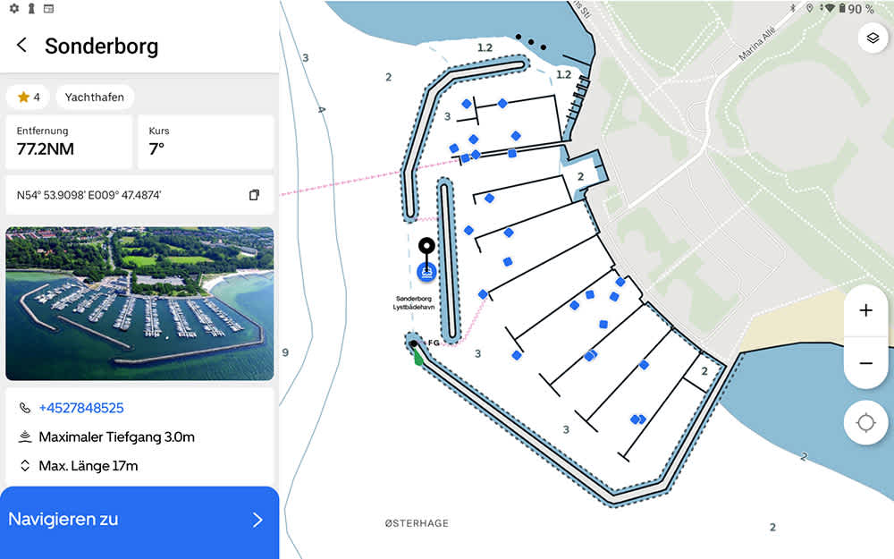 Example: Information about the harbor of Sonderborg, Denmark, has been accessed. ©Orca/BLAUWASSER.DE