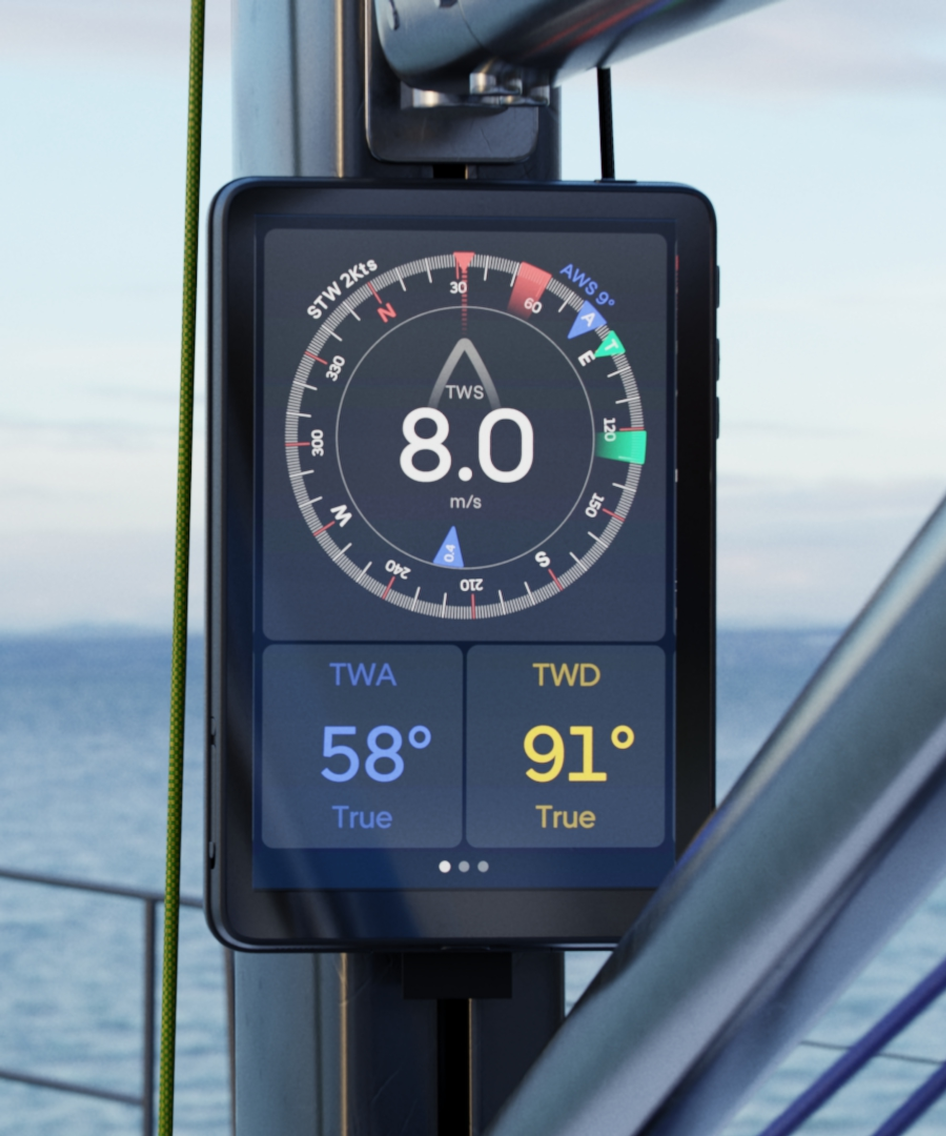Mast mounting enables the entire crew to keep track of the wind and your sailing performance.