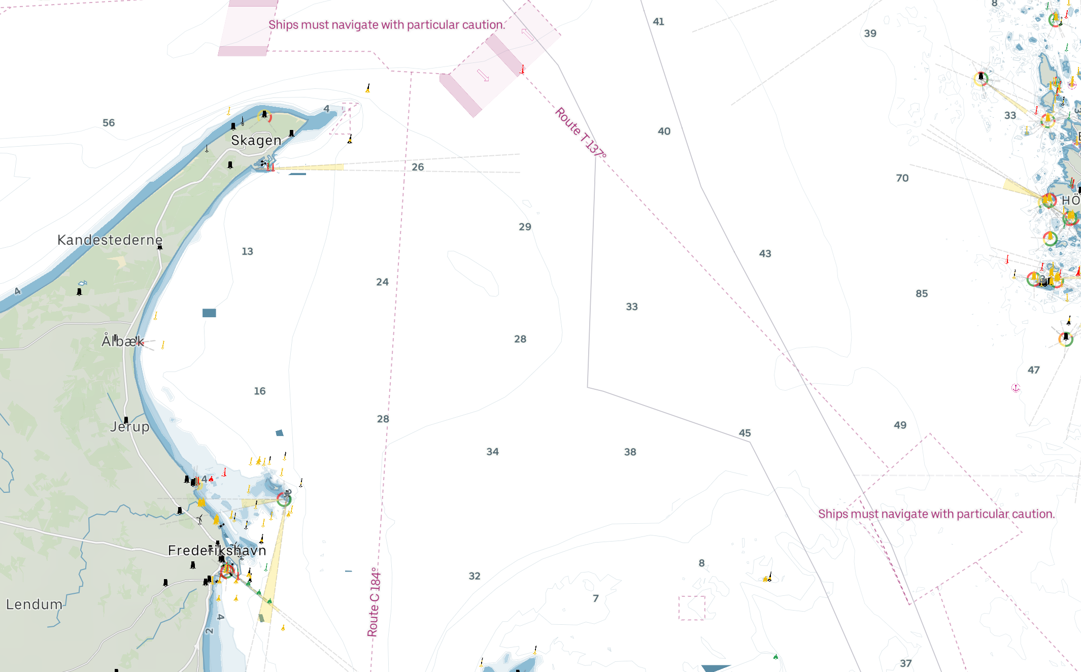Recommended Centerlines are now marked with their route name and bearing. This makes it easy to understand where you can expect shipping traffic.