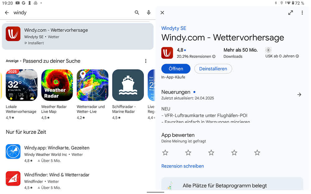 Apps from the Google Play Store can be installed on the Orca Display. ©Orca/Android/BLAUWASSER.DE