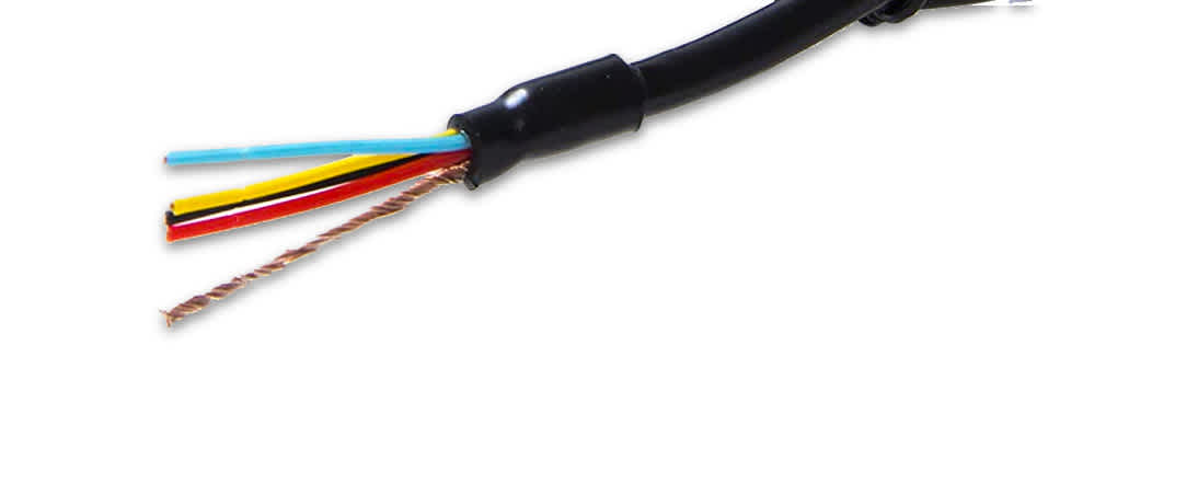 This is a close-up image of an NMEA 0183 cable. The cable ends are typically split into two to five different wires, each with a unique color.