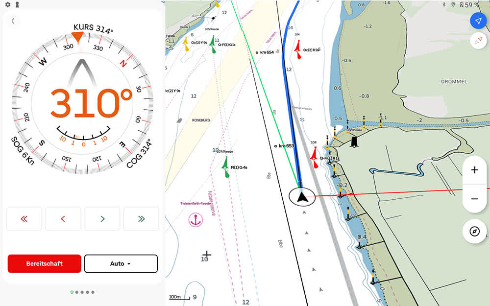 Autopilot control via the Orca Display. ©Orca/BLAUWASSER.DE