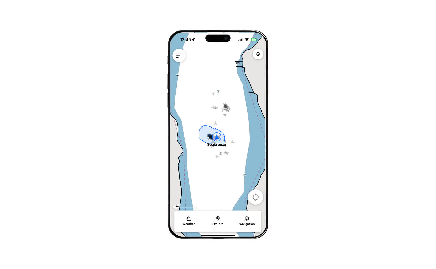 Historical Line lets you easily see your boat's swing pattern while anchored.