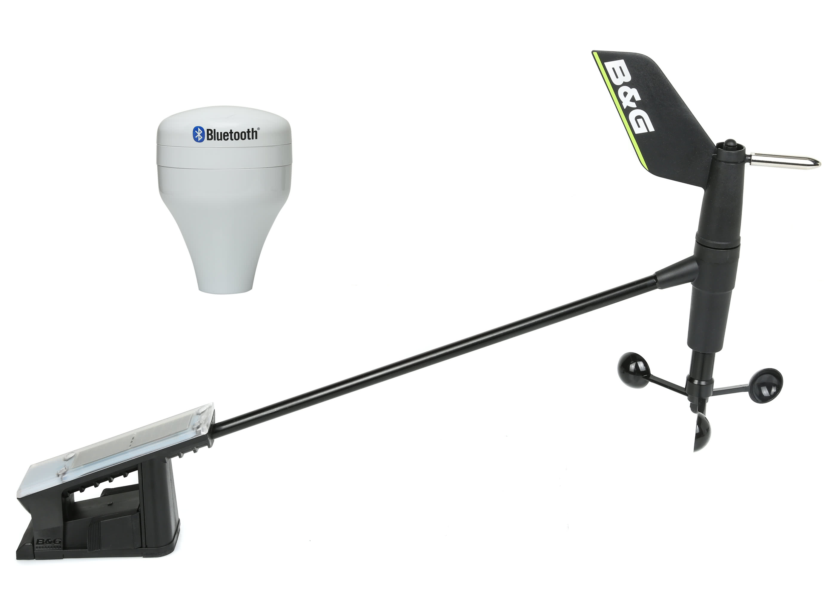 A wireless B&G WS320 wind sensor and its base station.