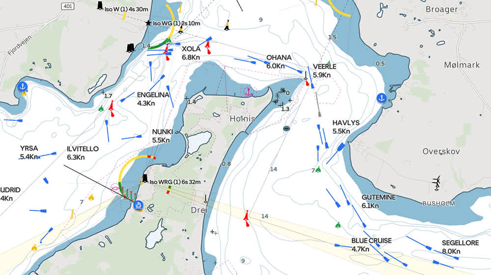 AIS signals on the Flensburg Fjord. ©Orca/BLAUWASSER.DE