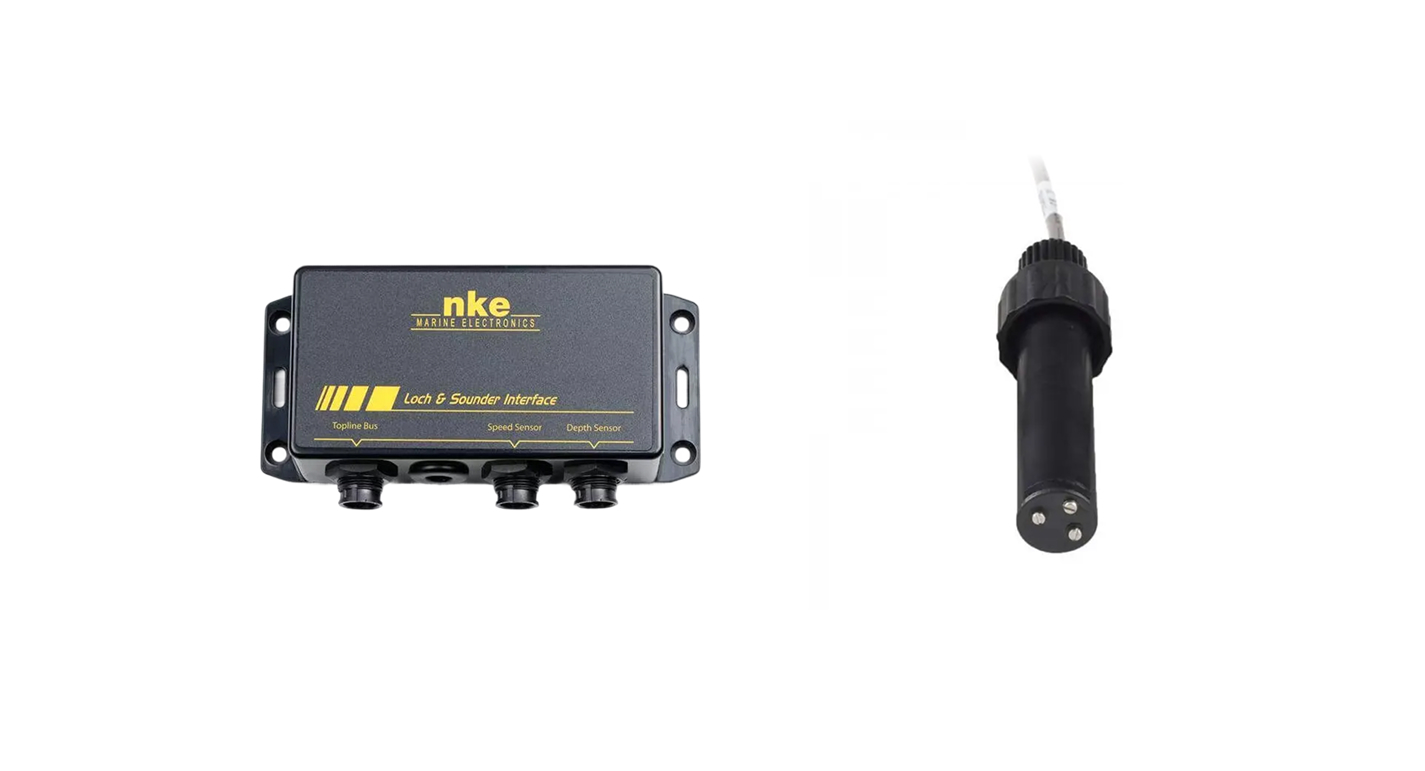 The NKE Log and Sounder interface, along with the electromagnetic NKE log.