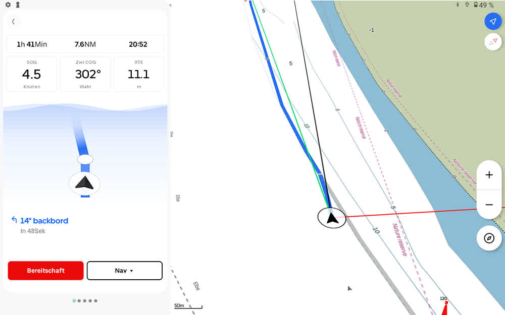 Here, the autopilot is following the automatically generated Orca route. ©Orca/BLAUWASSER.DE