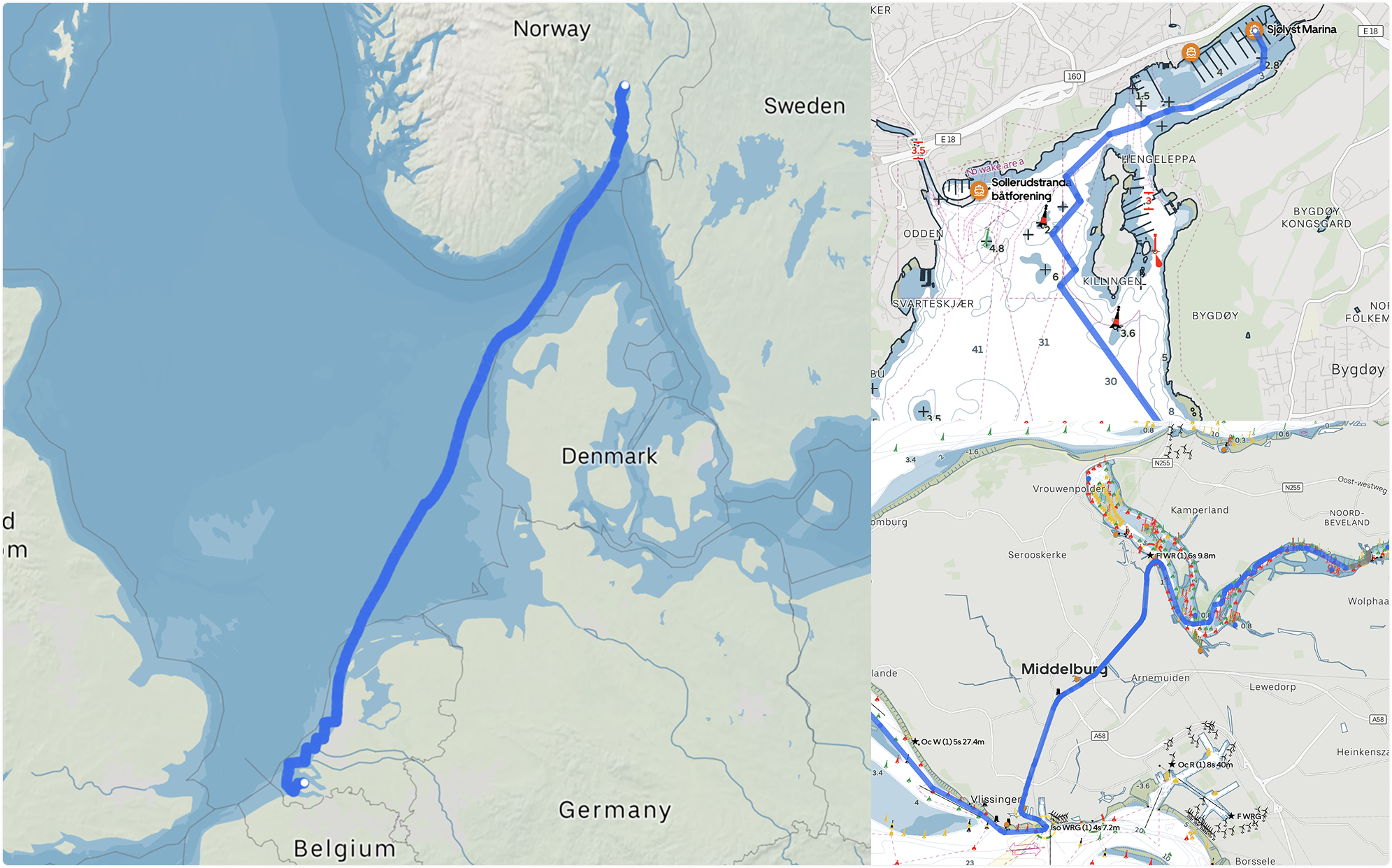 Orca's faster Sail Routes now calculate dock-to-dock from Oslo, Norway to Middelburg, Netherlands in less than 60 seconds.
