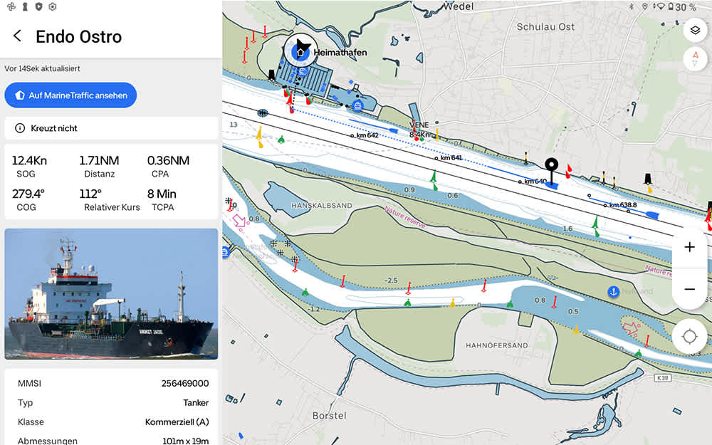 Example of an AIS data set. ©Orca/BLAUWASSER.DE
