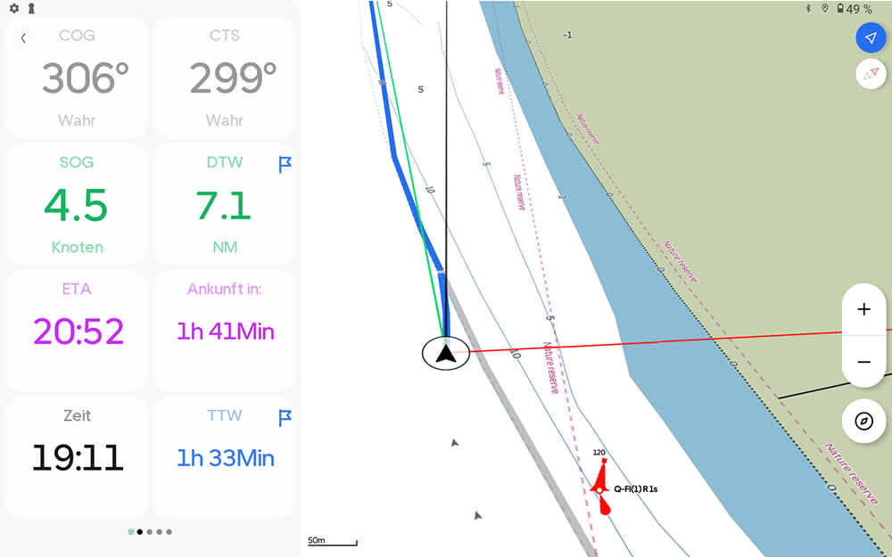 Example of navigation data displayed in Orca. ©Orca/BLAUWASSER.DE