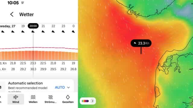 New visualization, particle animations, transparent display of weather models and local data models. Screenshot: Orca App