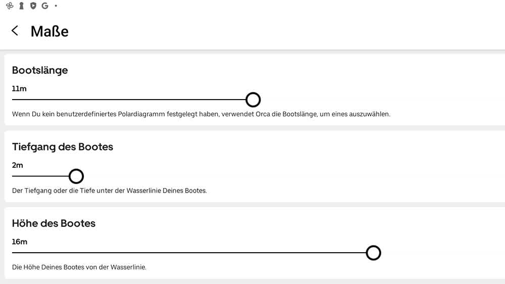 During setup, you can also enter your yacht’s data. ©Orca/BLAUWASSER.DE