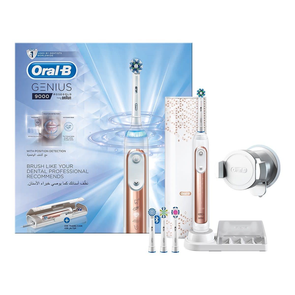 Rose Gold Oral-B Genius 9000 Electric Rechargeable Toothbrush Powered By Braun 