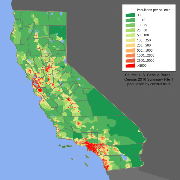 Map of California Population