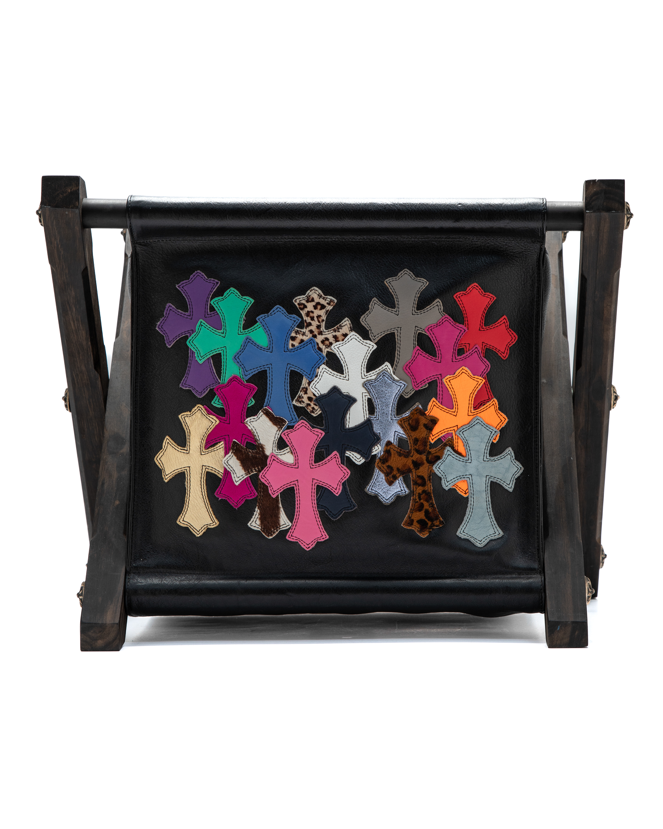 Multicolor Cemetery Cross Patch Ebony Wood & Leather Magazine