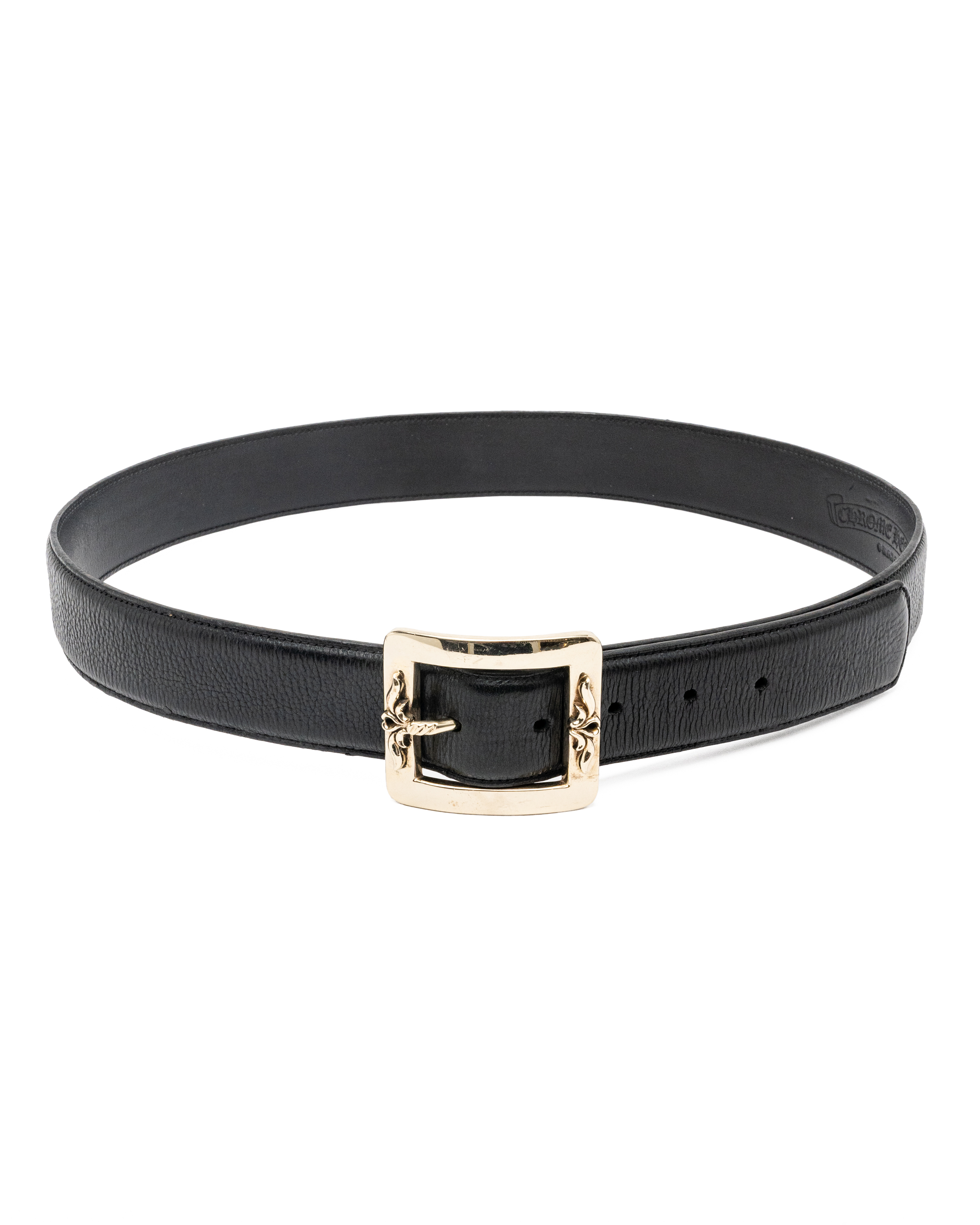 18k White Gold OTJ Black Leather Belt | Chrome Hearts