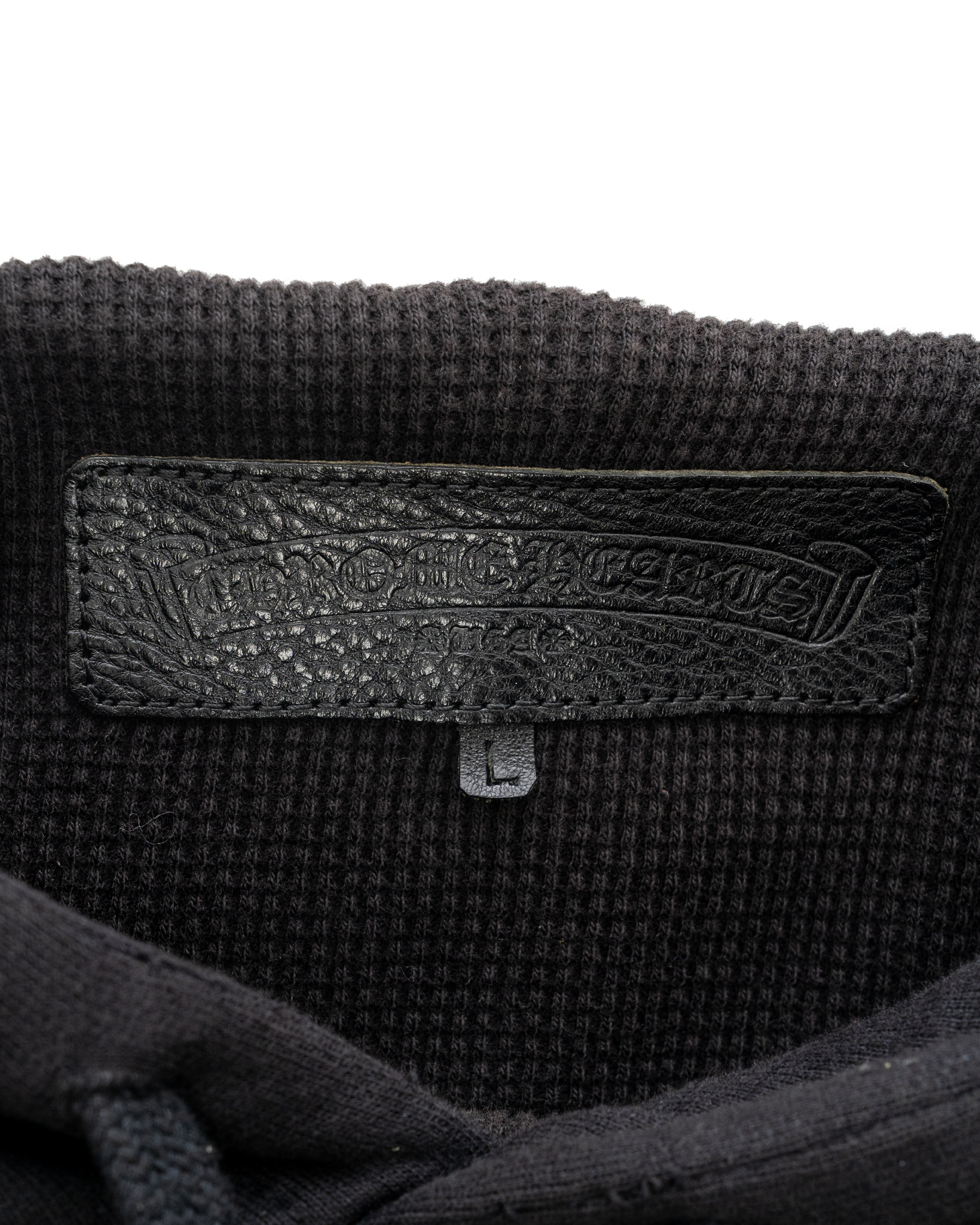 Matty Boy Hand-Painted Cross Patch Leather Hoodie | Chrome Hearts