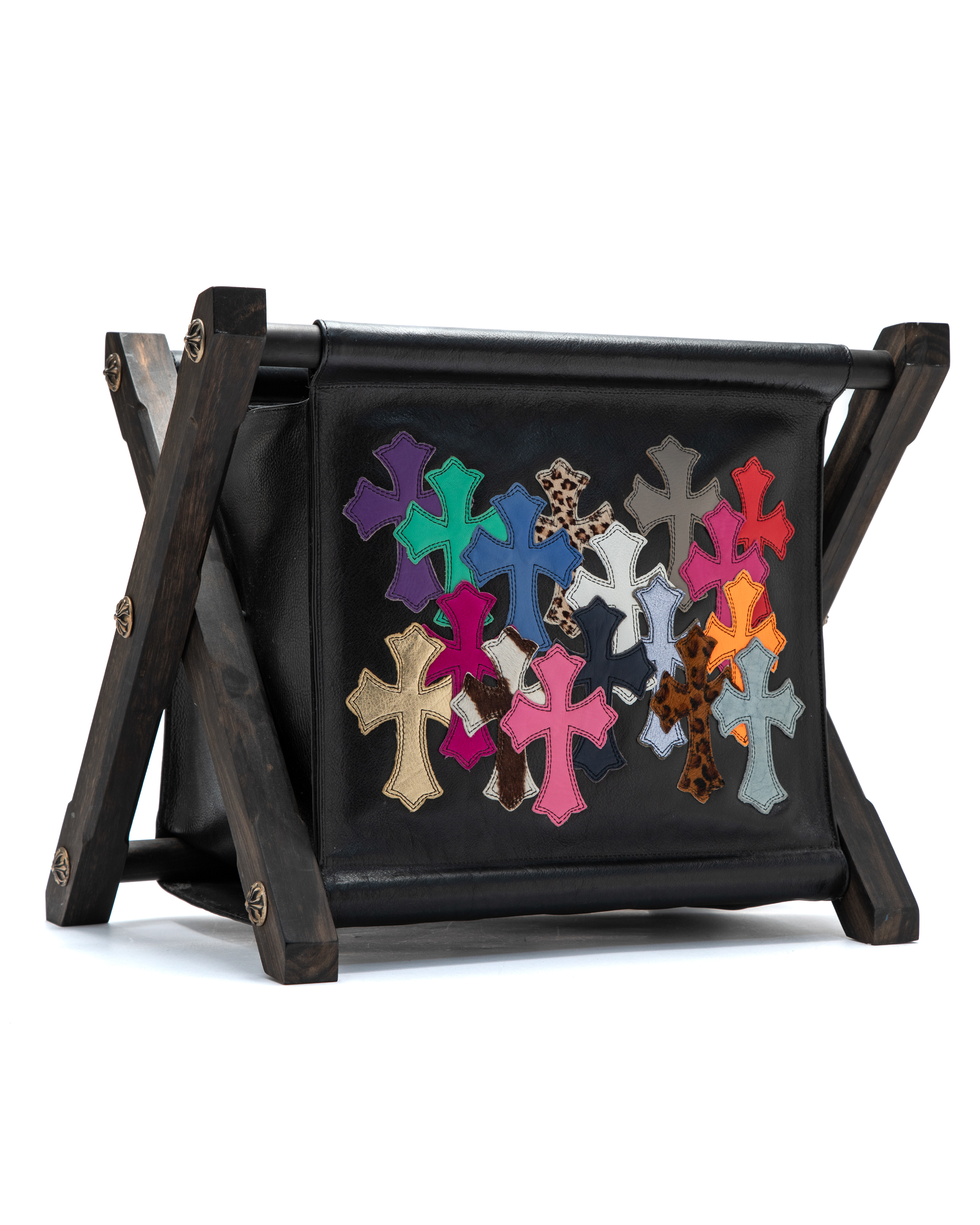 Multicolor Cemetery Cross Patch Ebony Wood & Leather Magazine
